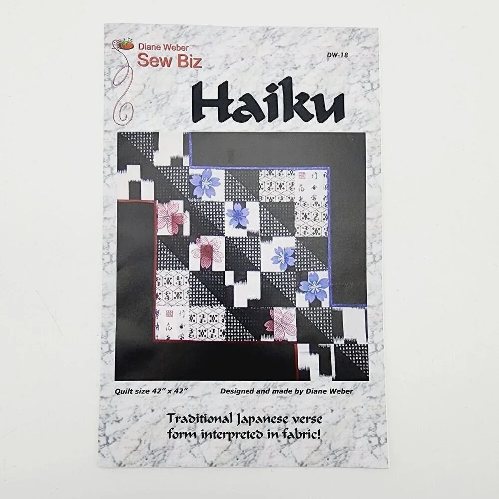 HAIKU Japanese Poetry QUILT Sewing Pattern by Diane Weber Sew Biz 3 Sizes